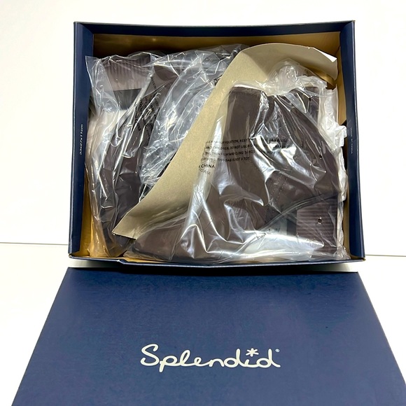 SPLENDID Women’s Marika Stacked Block Heel Chocolate Leather Suede Boots Size 9 - Picture 6 of 6